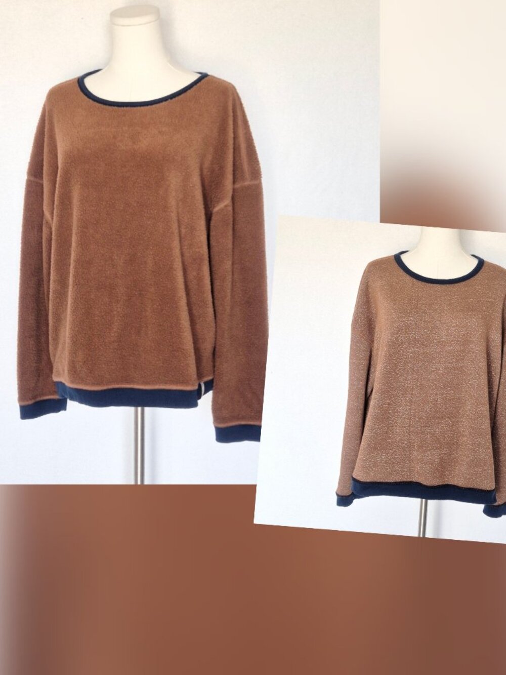 Patagonia Reversible Shearling Crew-Neck Sweater Long Sleeve Brown
